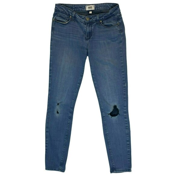 Paige Jeans Verdugo Ultra Skinny Distressed 27 x 29 Blue Stretch Comfortable - Picture 1 of 9